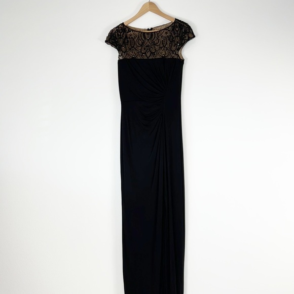Tadashi Collection Beaded Long Maxi Formal Black Dress - Picture 15 of 16